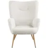 Yaheetech Barrel Teddy Chaise décontractée en tissu avec dossier haut et rembourrage doux, chaise de coiffeuse moderne et pelucheuse, fauteuil confortable pour salon, chambre à coucher, salle de maquillage, blanc