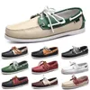 Mens Casual Shoes Black Leisures Silvers Taupe Dlives Brown Grey Red Green Walking Low Soft Multis Leather Men Sneakers Outdoor Trainers Boat Shoes Breathable AA046