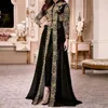 Best selling product abaya dubai monsoon Arabic Evening Dress skirt printing Long Sleeve Moroccan women Kaftan Gown Muslim Prom