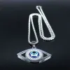 Islam Hamsa Evil Blue Eye Halskette 14K Weißgold Türkisches Auge Kettenarmband Griechischer Schmuck