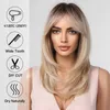 Synthetische pruiken ALAN EATON Lange blonde pruiken voor dames Pruik van synthetisch haar met pony Ombre-kleur met donkere wortels Gelaagde pruiken Hittebestendig 240328 240327