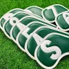 Aids Golf Club Covers 9pcs Leather Golf Iron Head Covers Handmade Waterproof Golf Club Protector Protective Cover For Golf Clubs Easy