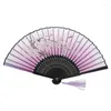 Decorative Figurines Elegant Silk Fan Party Wedding Dancing Handheld Chinese Vintage Folding With Tassels Fabric Sleeve Supplies