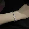 Bangle Babyllnt Fashion Srebrna próbka Bransoletka 925 Dla kobiet Purple Kryształowa Bransoletka z cyrkonową biżuterią Prezent Feminine 240319