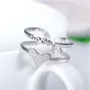 Bagues de cluster Buyee 925 Sterling Silver Heart Bague Finger Light Blanc Zircon Ouvert Pour Femmes Fille Mode Excellent Bijoux Cercle