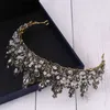 Diadèmes Nouveau mariage couronne accessoires de cheveux grande couronne d'or baroque strass cristal couronne accessoires de cheveux de mariée diadème reine couronne Y240319