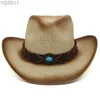 Cappelli a tesa larga Secchiello Uomo Donna Str Western Cowboy Cappellino da sole Party Travel Outdoor Caps Classico retrò Sombrero Taglia UK L US 7 1/4 240319