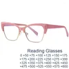 Sunglasses Fashion Cat Eye Half Frame Reading Glasses For Women 2024 Luxury Spring Hinge Pink Eyeglasses Blue Light Protection