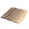 Inslagshöjdsugningsbuntar Mänskligt hårvävning väv med mänskliga hårbuntar 3/4 ombre brunt blonda hårförlängningar