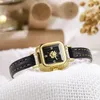Armbandsur 2024 Fashion Women Luxury Watches Ladies Wrist Flower Leather Square Quartz Watch for Gifts Relogio Feminino