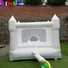 8ft /2.5m White Mini PVC Uppblåsbart hoppslott med Slide Bow Up Liten Bounce House för Party Toddler inomhus utomhus