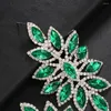 Dangle Earrings Vintage Green Rhinestone Oversized Leaf Shape Hanging Dinner Jewelry For Women Crystal Geometric Drop
