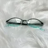 Lunettes de soleil 2/1pcs Filles Y2K Vintage Petites lunettes ovales Style Rouge Vert Cadre Verre Lunettes Décoratives Extérieures Anti-bleu Lunettes Cadeaux