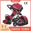 Passeggini # Passeggino multifunzionale 3 in 1 Passeggino portatile di lusso a 4 ruote con paesaggio alto Passeggino pieghevole Passeggino neonato oro L240319