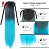 Synthetic Wigs Synthetic Wigs Leeons Synthetic Hair Ponytail Long Straight Around Clip In Ponytail Hair Ombre Blue Hair Cosplay Party Ponytail 240328 240327