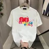 Plus t-shirt voor heren Schuine print Tees met korte mouwen Topverkoop Hoge kwaliteit puur katoen trend hoodie Mode Heren T-shirts Regenboogpatroon Hiphop Zwart kort VS maat 3XL