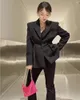 Damenanzüge 2024 Frühling Luxus Mode Frauen Schwarz Hohe Qualität OL Blazer 70% Wollmantel Für Weibliche Oberbekleidung Gdnz 1,06