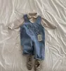 Broek 2024 Lente Baby Denim Overalls Kinderen Jongens Losse Jeans Casual Broek Baby Meisjes Vintage Riem Peuter Kleding