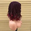 黒人女性のための合成ウィッグボックス編組ウィグかぎ針編みの髪2ツイストオンブルバグアフリカの合成ショートボブ編組ヘアウィッグヘア240328 240327