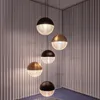 Metal Glass Globe Pendant Lamp Creative Diamond Sphere Suspension Light Luxury Hotel Cafe Bar Bedside Hanging Ceiling Chandelier