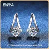 Stud Ewya 100% Real 2CT D Color Moissanite Hoop Earrings for Women Party S925 Sterling Silver Diamond Earring Fine Jewelry WholesalEC24319