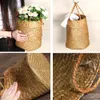 Rural Lavender Vase Woven Sundries Storage Baskets Hanging Basket Rattan Babysbreath Potted Flowerpot Home with Handle 240318