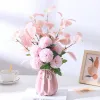 Flores de seda artificiais nórdicas, buquê branco de anêmona para casamento, scrapbook, decoração de mesa para casa, sala de festa, planta falsa