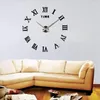 Horloges murales ABSF Horloge DIY 3D Grand Design avec chiffres romains Moderne Rond Convient comme décoration de salon