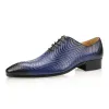 Schuhe Herren handgefertigte Kleiderschuhe Blau Mode Druck lässig Office Business Pointed Toe Oxford Formale Schuhe für Männer Großhandel