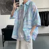 Men's Casual Shirts Tie-dye Men Loose Youthful Vitality Contrast Color Cozy Korean Style Minimalist Stylish Hip Hop Aesthetic Teens Clothing