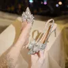 HBP icke-varumärken Slingbacks Design Lady Thin High Heels Ladies Pump Shoes for Women Wedding Party Sexiga klackar