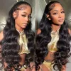 Perruque Lace Frontal Wig naturelle brésilienne, cheveux humains, Loose Body Wave, 40 pouces, 13x4, HD, pre-plucked, pour femmes