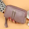 Shoulder Bags High Quality Genuine Leather Women Clutch Wallet Small Crossbody Real Mobile Phone Double Zipper Money Purses