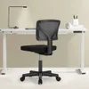 Sweetcrispy Sedia da scrivania per computer da ufficio, sedie girevoli da lavoro ergonomiche con schienale basso in rete con ruote, supporto lombare comodo sedile senza braccioli per