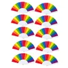 Figurine decorative Confezione da 10 ventagli pieghevoli arcobaleno Tenuto in mano Pride Fan Gay LGBT per feste Festival Eventi Forniture per la danza