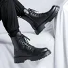 Botas Inglaterra Estilo Mens Plataforma Casual Couro Genuíno Outono Inverno Bota Alta Motocicleta Bonito Botas Longas Masculinas