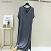 Fdfklak Koreaanse Modale Nachtkleding Vrouwen Nachthemd Comfortabele Lange Jurk Sexy V-hals Nachthemden Vrouwelijke Lounge Wear NachthemdC24319