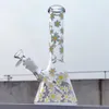 10 pouces bécher en verre Bongs conception variée marguerite blanche Heady Bong narguilé Traingle plates-formes pétrolières barboteur conduite d'eau Bong tabac fumer tuyaux de fumée Bongs bol de 14mm