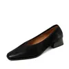 Kleidschuhe 2024 Frühling Frauen Pumps Naturleder 22-24,5 cm Schaffell Schweinsleder Voller Karree High Heels Vintage Oma