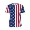 Homens Camisetas Bandeira Americana Camisa de Esportes Praia Listras e Estrelas Vintage Tee para Casal Design Top Tees Plus Size 6XL