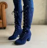 Botas 2023 Hot Sale tamanho grande 43 LaceUp Feminino Feminino Vintage Boots Mulheres Sapatos Homos de Saltos Altos