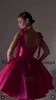 Viisher Pink Sparkly Satin Short Prom Dresses with Bow Strapless A Line Puffy Evening Party Dress Sexy Mini Cocktail Gowns 240320