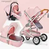 Poussettes # Multifonctionnel 3 en 1 bébé poussette haute paysage poussette pliant chariot or poussettes nouveau-né poussette livraison gratuite L240319