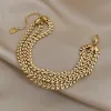 Ears Of wheat 14k Gold Bracelet for Women Statement Multi-layer Chain Bracelets Party Jewelry New