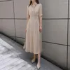 Party Dresses French Design Feeling Shirt Collar Fairy Dress Thin And Light Mature Style Tiansi Waist Shows Long Skirt