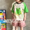 Dzieci Niedźwiedź list z drukowaniem T-shirt Boys Patchwork Kolor Pół rękawów 2024 Summer Kids Bawełniany luźne ubrania Z7234