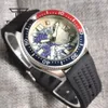 Wristwatches Tandorio Kanagawa Dial 37mm NH35A Luminous Automatic Mens Watch Sapphire Crystal Rubber Strap 3.8 Crown Screw 240319