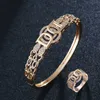 Bangle 2023 Floral Ladies High Class Bracelet Ring Two Piece Embedded AAA Zirconia Wedding Party Classic Fashion Free Shipping 240319