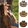 Hoeden met brede rand Emmer Heren Dames Str Western Cowboy Zonnehoed Zomerpetten Sombrero Reizen Zonnebonnet Outdoor Strand Maat US 7 1/4 UK L 240319