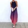 Robes décontractées Femmes Été Dégradé Imprimer O Cou Sling Maxi Robe Sans Manches Plage Plus Taille Robes D'été Pour 2024